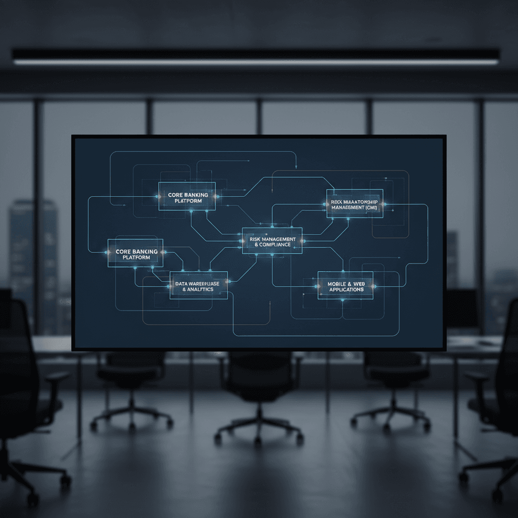 Institutional system architecture displayed on monitor