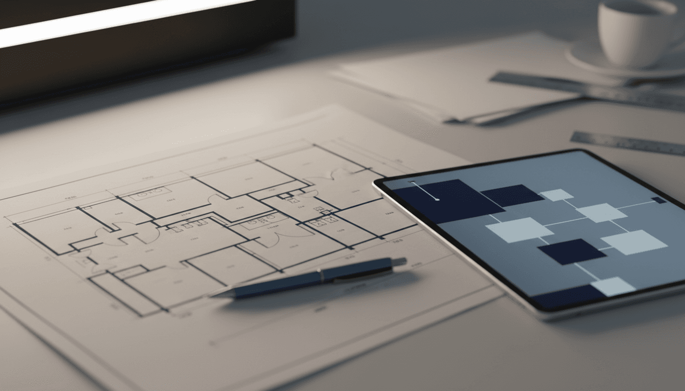 Institutional systems blueprint and compliance framework documentation on professional workspace