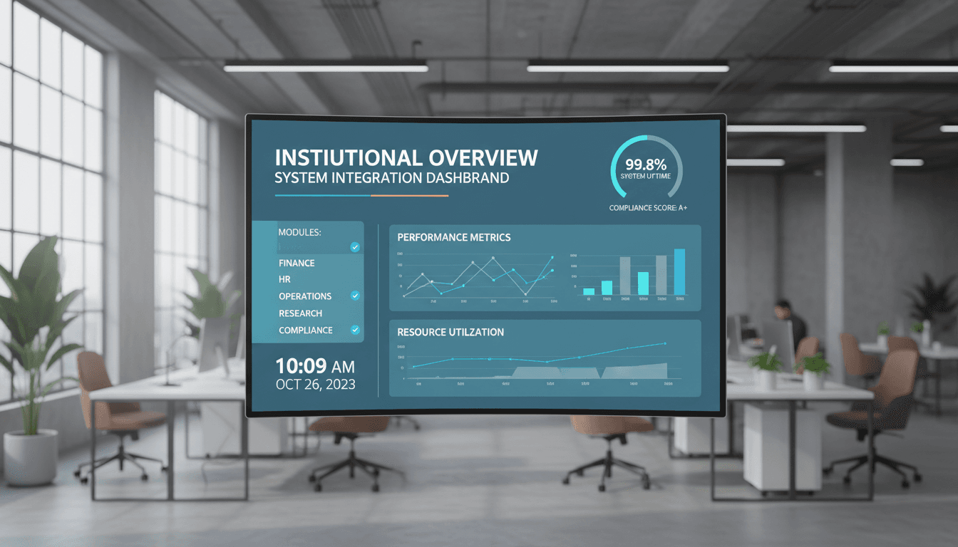 Professional institutional system architecture and compliance monitoring interface